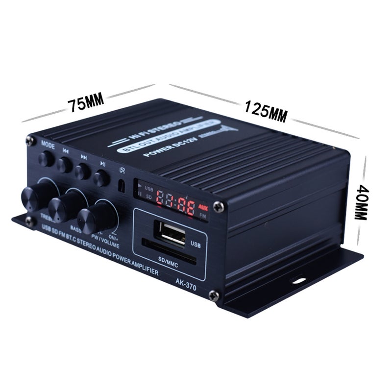 AK370 Mini Audio Power Amplifier V6731_P Black - Image 2
