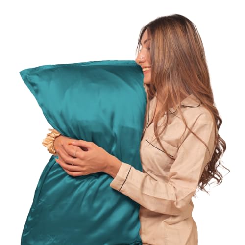 Furbo Mulberry Silk Pillowcase- Pure Mulberry Silk Pillow Cover for Hair and Skin, Anti Acne, Luxury, Teal (Pack of 1) - Image 5