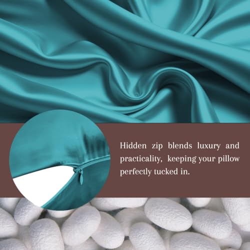 Furbo Mulberry Silk Pillowcase- Pure Mulberry Silk Pillow Cover for Hair and Skin, Anti Acne, Luxury, Teal (Pack of 1) - Image 4