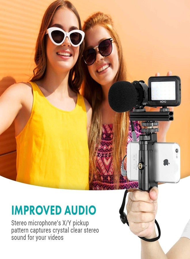 Movo Vlog Kit V7 - YouTube Starter Kit with Grip, Stereo Microphone, Light and Wireless Remote Vlogging Kit for iPhone for YouTube, TikTok, Vlogging Equipment for iPhone/Android - iPhone Vlogging Kit - Image 4