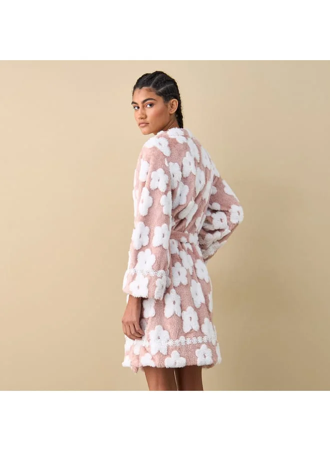 Splash FAV Textured Robe with Tie-Up Belt and Pockets