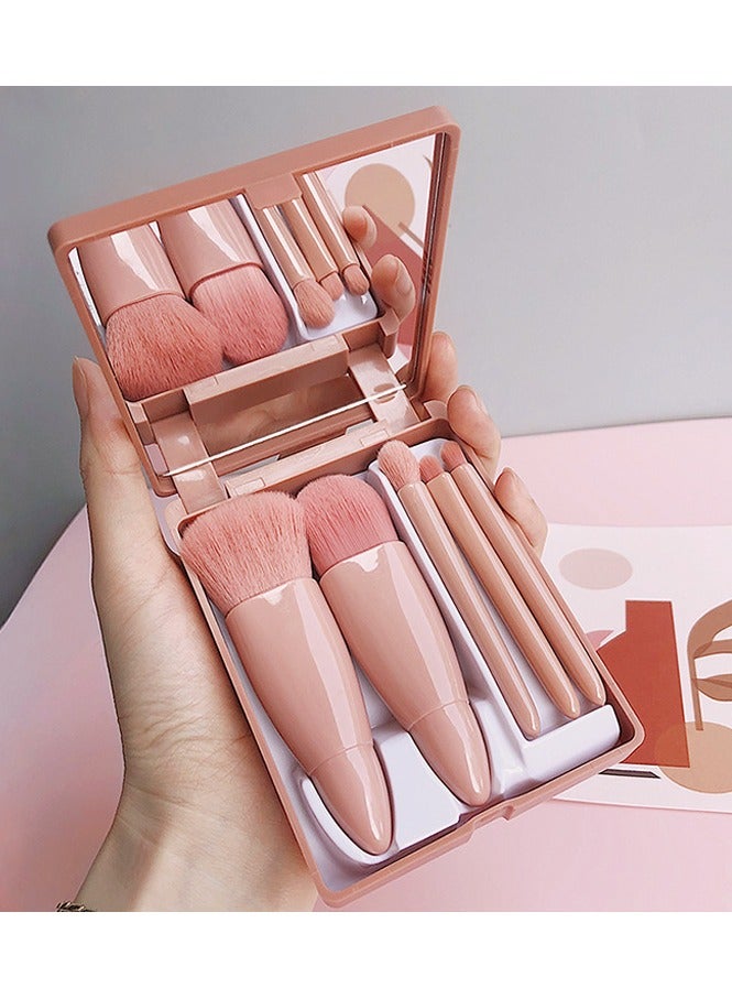 Goolsky Easy-taken Travel Makeup Brush Set, COSHINE 5pcs Mini Complete Function Cosmetic Brushes Kit (5pcs with mirror) - Image 1