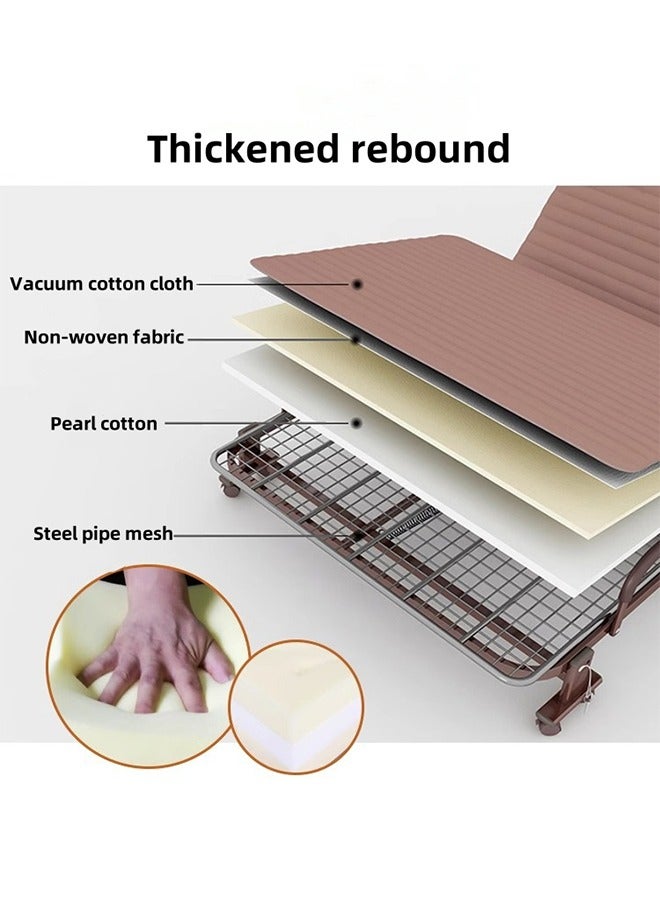 Generic Portable Folding Bed, Folding Guest Bed , With Wheels That Can Be Locked, Height Adjustable, With Side Storage Bags, Adult Folding Bed, Camping Folding Bed, Suitable For Offices, Homes, Hospitals. 192cm×80cm×33cm.  - Image 4