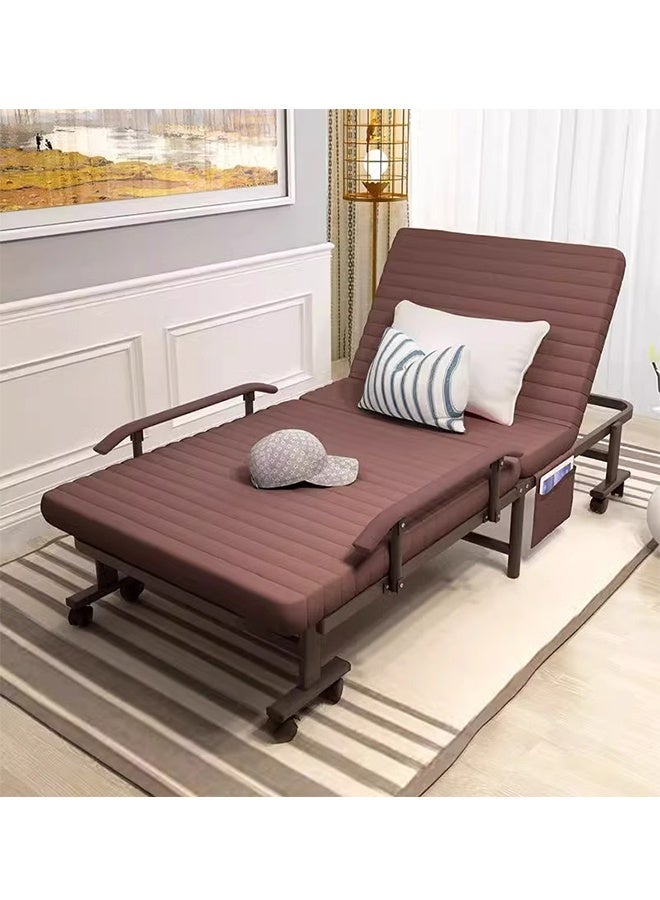 Portable Folding Bed with Wheels and Side Storage Bags, Multi-Angle Adjustable Nap bed with Armrests, Suitable for Offices/Homes/Hospitals - Image 1