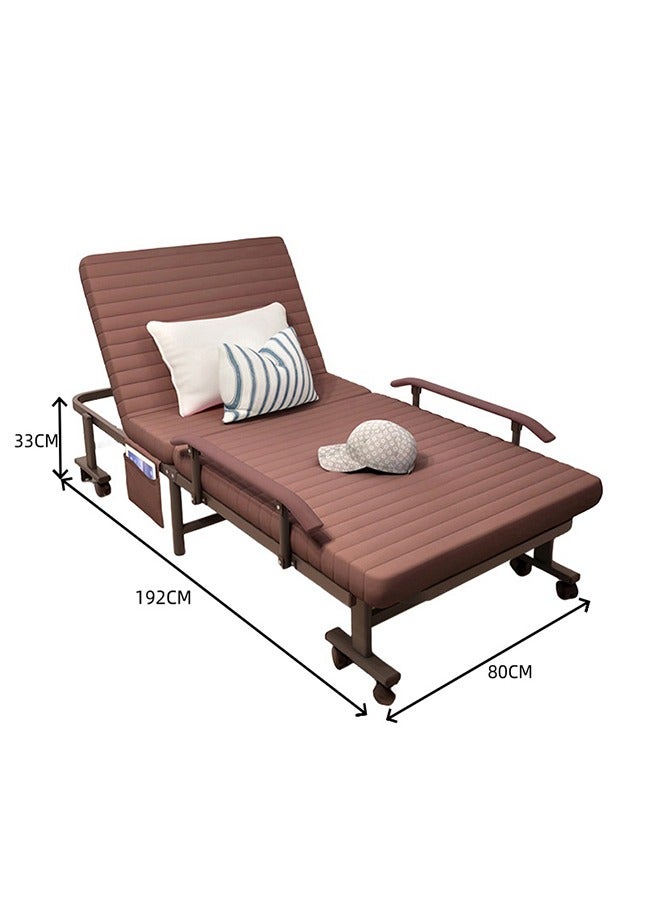 Portable Folding Bed with Wheels and Side Storage Bags, Multi-Angle Adjustable Nap bed with Armrests, Suitable for Offices/Homes/Hospitals - Image 2