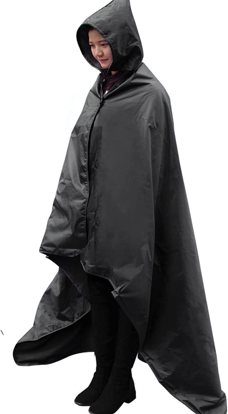 DUKUSEEK Hooded Stadium Blanket Waterproof Windproof Outdoor Fleece Blanket  Large 79x56 Portable Wearable Warm for Outdoor Camping Picnic Stadium Sports Beach Concerts Car Dogs