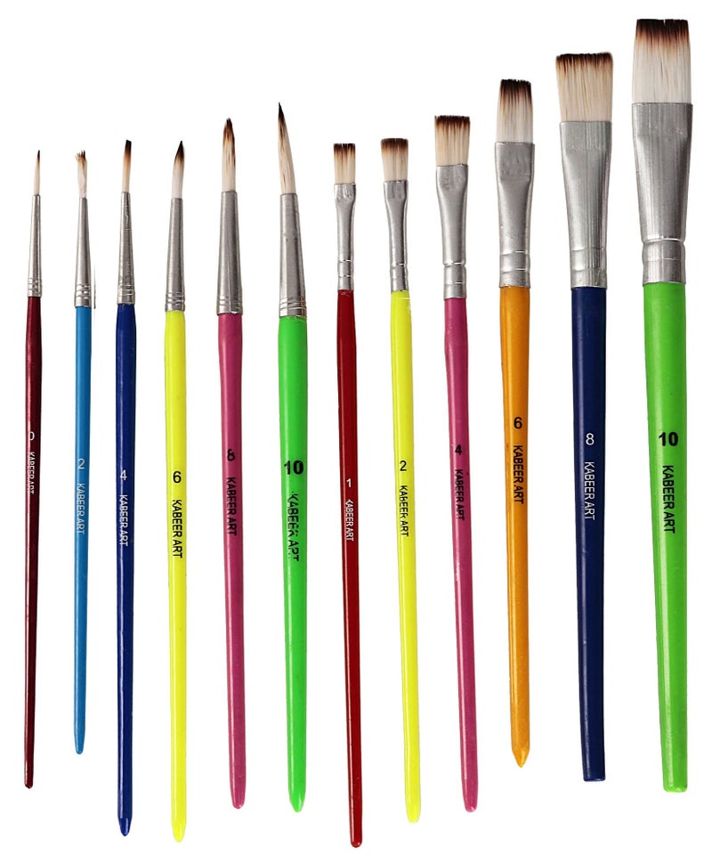 Kabeer Art 12pc Synthetic Paintbrush Set with Acrylic Painting Palette for Watercolor and Acrylic Painting - Image 5