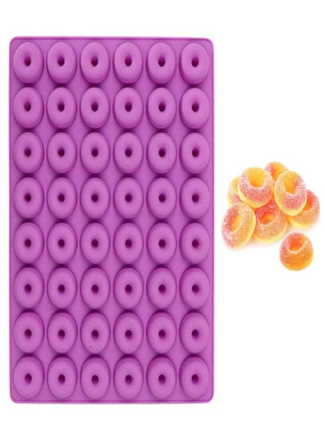 Skytail 48 Cavity Mini Donut Silicone Gummy Mold Small Size Round Candy Loop Mould for Making Gummies Hard Candy Chocolate Caramels Ice Cube Jelly Frozen Fruit Treats Snacks Truffles Pralines Ganache - Image 1