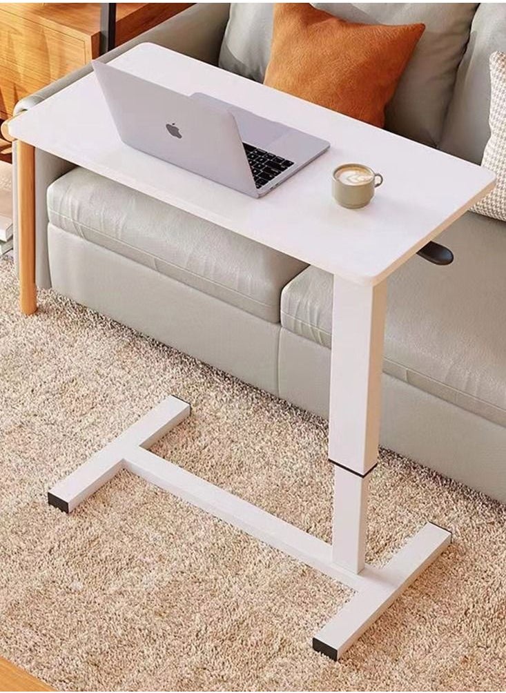 Overbed Bedside Table with Rolling Wheels 80x40x90cm C-Shape Side Table Adjustable Height Hospital Bed End Table Sofa Large Laptop Side Table for Couch Living Room standing desk 