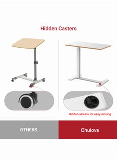 Chulovs Overbed Bedside Table with Rolling Wheels 80x40x90cm C-Shape Side Table Adjustable Height Hospital Bed End Table Sofa Large Laptop Side Table for Couch Living Room standing desk  - Image 5