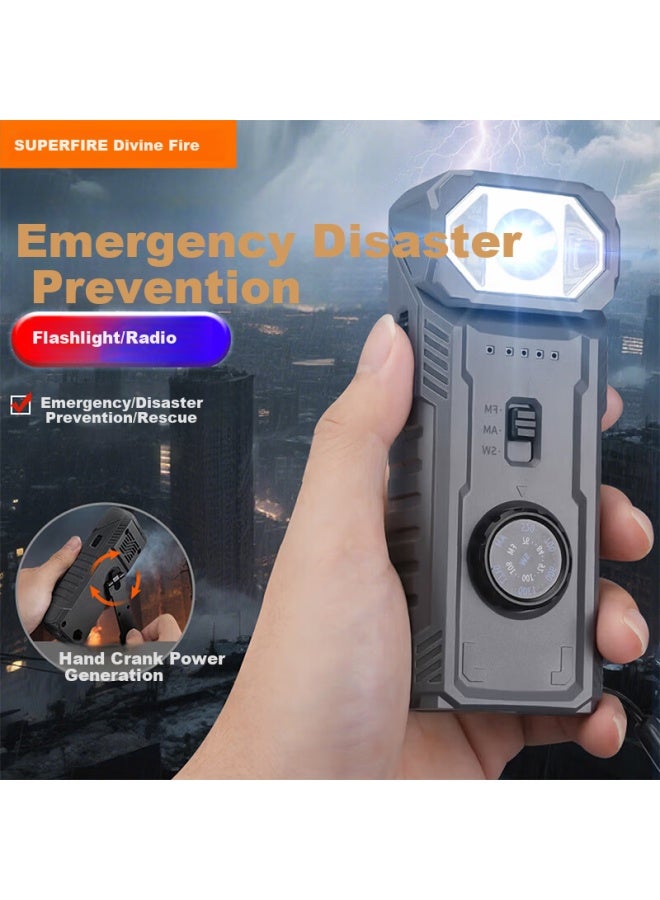 SupFire Shenhuo Yj06 Hand-crank Emergency Flashlight Solar Survival Radio For Disaster Earthquake Preparedness - Image 1