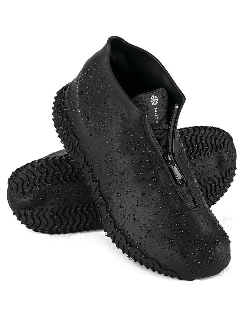 Zbyoujer Waterproof Rain Shoe Covers, Silicone Overshoes with Zipper Non-slip Galoshes for Men and Women - Image 1