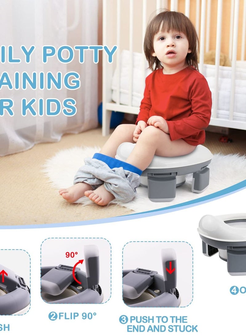 Excefore 2-in-1 Portable Travel Potty, Foldable Toddler Travel Potty with Storage, Convenient Emergency Toilet for Car and Outdoor Use (Grey) - Image 3