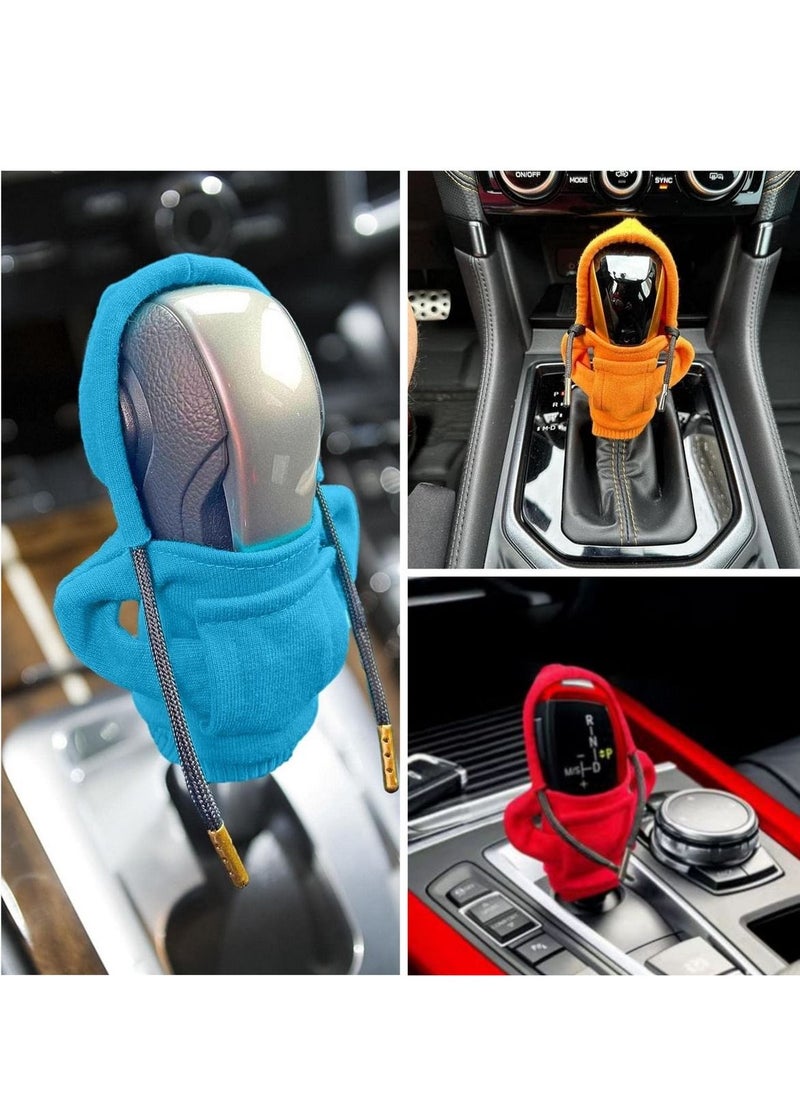 RATSAW - Car Shifter Hoodie  Gear Shift Sweatshirt Auto Gear Shift Knob Cover Funny Sweater Hoodie for Gearshift for Most Vehicles  3pcs  Blue and Red and Orange - Image 1