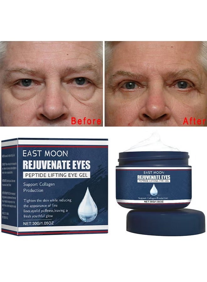 East Moon Rejuvenate Eyes Peptide Lifting Eye Gel, Eye Cream For Dark Circles And Puffiness, Anti-Aging Eye Cream For Men, Brightens Reduces Puffiness, Dark Circles And Fine Lines, Eye Treatment Gel For Men 30G - Image 1