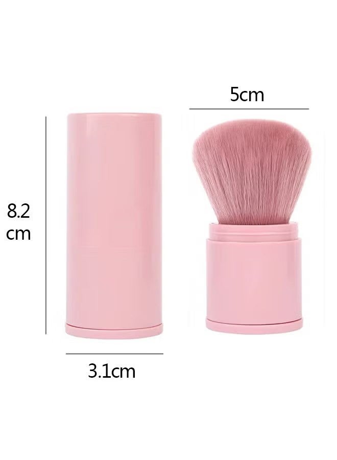 YJ Retractable Makeup Brushes Foundation Brush Blush Brush, Portable Travel Face Makeup Brush with Case, Face Blender Brush for Powder Mineral Blending Buffing Makeup Application - Image 2
