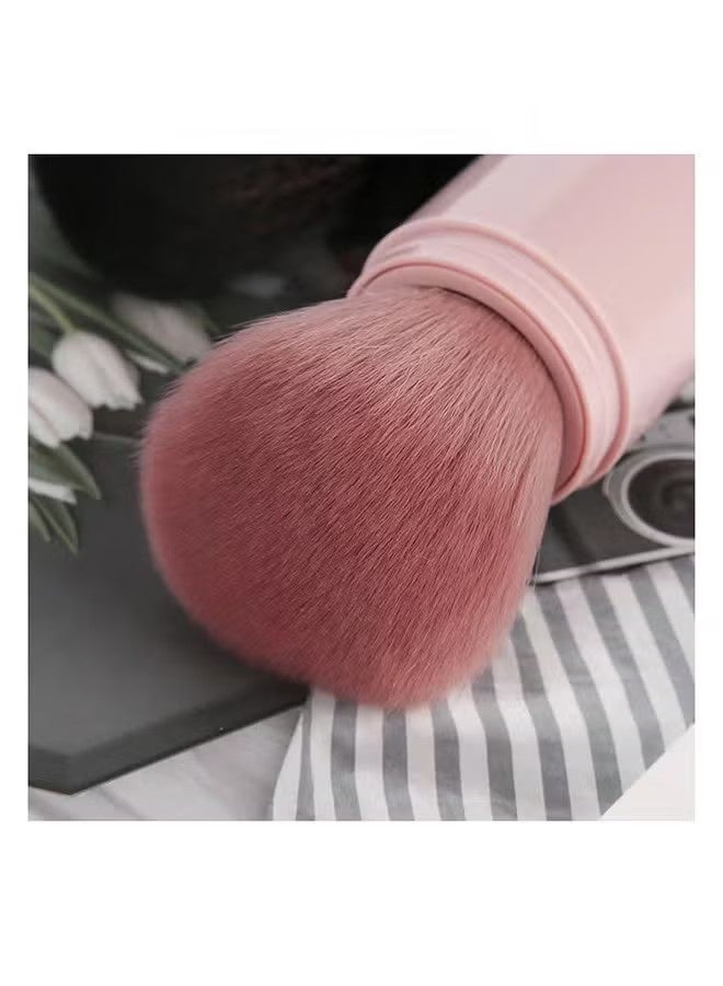 YJ Retractable Makeup Brushes Foundation Brush Blush Brush, Portable Travel Face Makeup Brush with Case, Face Blender Brush for Powder Mineral Blending Buffing Makeup Application - Image 3