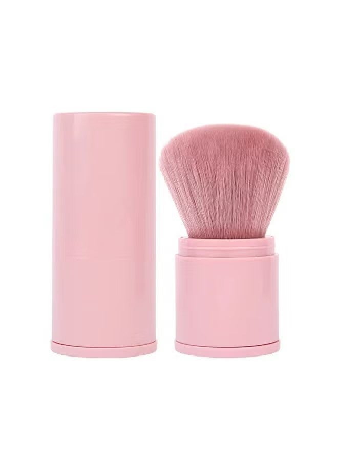 YJ Retractable Makeup Brushes Foundation Brush Blush Brush, Portable Travel Face Makeup Brush with Case, Face Blender Brush for Powder Mineral Blending Buffing Makeup Application - Image 1