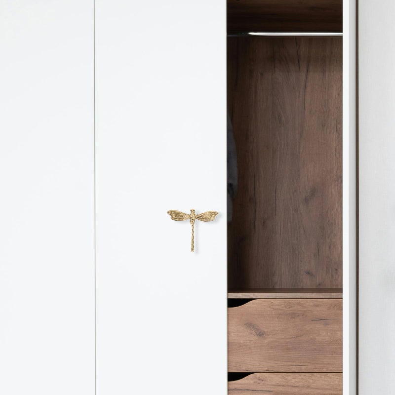 Single Hole PVD Gold Brass Dragonfly Cabinet Handles Unique Drawer Knobs for Wardrobe Closet Cupboard - Image 5