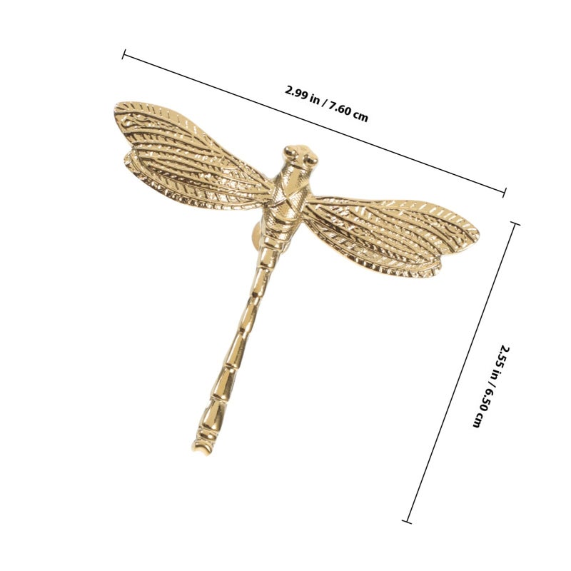 Single Hole PVD Gold Brass Dragonfly Cabinet Handles Unique Drawer Knobs for Wardrobe Closet Cupboard - Image 3
