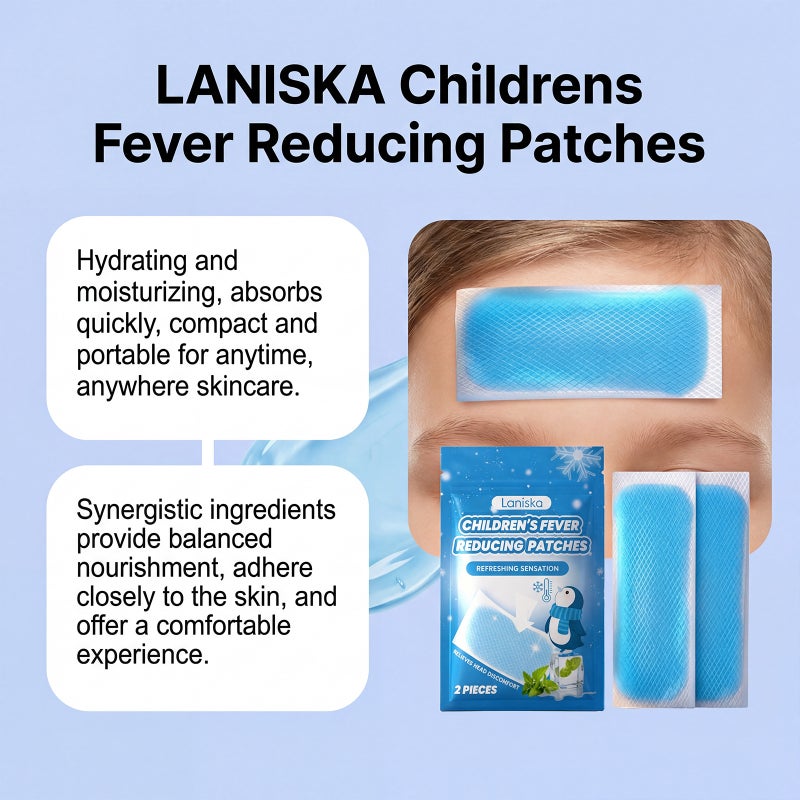 LANISKA Children's Forehead Cooling Patch - 2 Cool Gel Sheets for Baby Fever Relief - Image 4