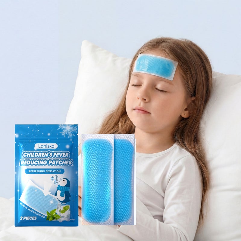 LANISKA Children's Forehead Cooling Patch - 2 Cool Gel Sheets for Baby Fever Relief - Image 1