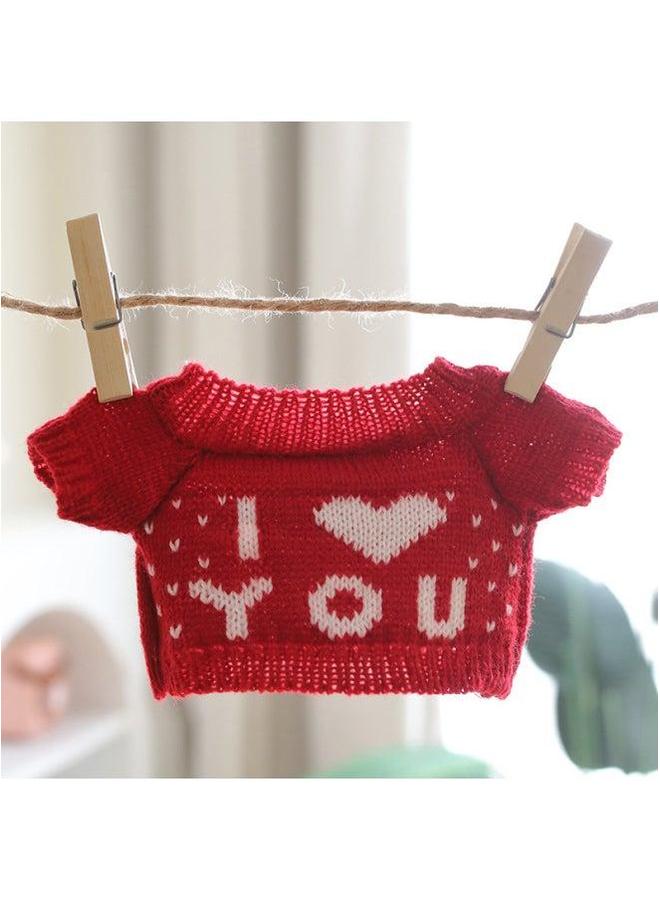 Little Bear Clothes Cotton Doll Costume Sweater Teddy 30cm Plush Toy Doll-Color:LOVE Sweater-Height:About 12 High And 20 Wide - Image 1