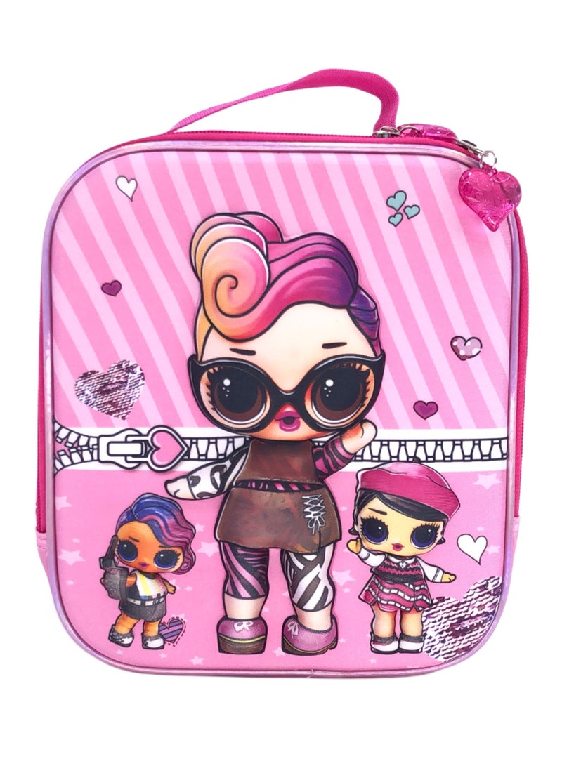 i-kola 3D EVA Premium Toddler backpack with Trolley which Includes Main Trolley L.O.L character 3D Bag, Lunch Bag, and pencil Case personalized trolley backpack For school Girls  (15 inch) - Image 3