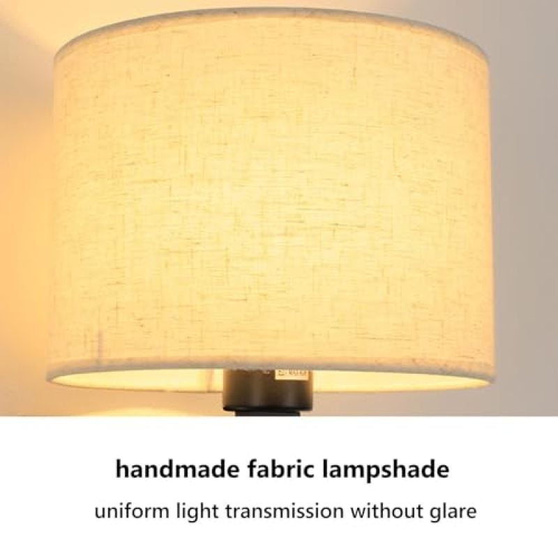 Gold Wall Sconce With Switch 360° Adjustable Fabric Shade Eye-Friendly LED Reading Light - Flexible Hardwired Bedside Wall Lamp With Push Button Control for Bedroom Living Room Hotel - Image 3