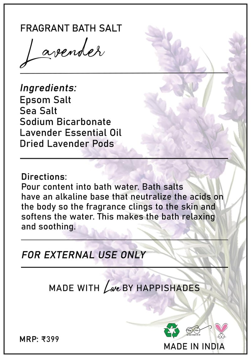 Happishades Bath Salt 200 grams Lavender For Body Foot Spa Calming Relaxing Muscle Aches Pain Relief Aromatherapy Pure Natural Epsom Sea Salt Lavender Pods Essential Oils - Image 5