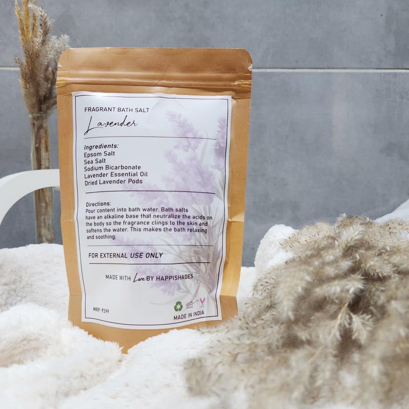 Happishades Bath Salt 200 grams Lavender For Body Foot Spa Calming Relaxing Muscle Aches Pain Relief Aromatherapy Pure Natural Epsom Sea Salt Lavender Pods Essential Oils - Image 3