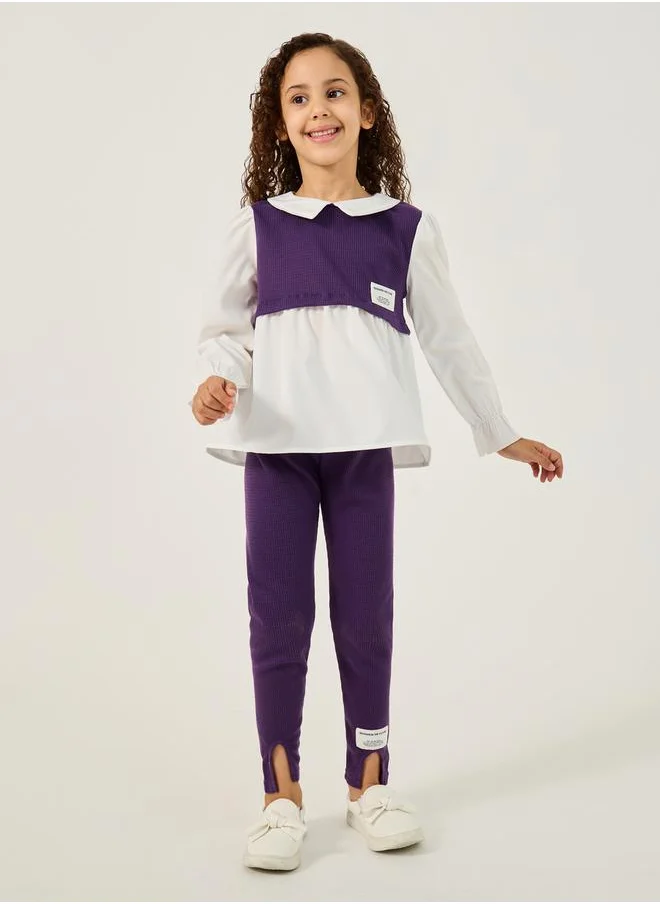 Styli 2in1 Style Collared Shirt and Leggings Set