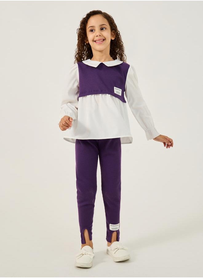 Styli - 2in1 Style Collared Shirt and Leggings Set - Image 1