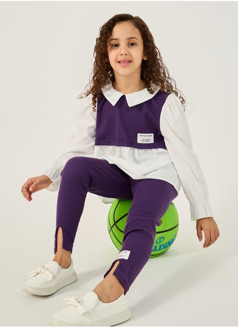 2in1 Style Collared Shirt and Leggings Set