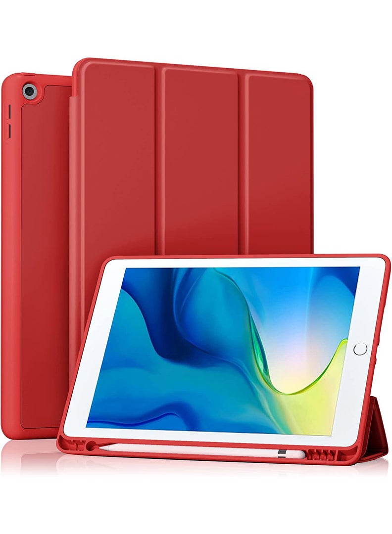 Theodor Case Compatible with iPad 10.2 Inch 2021/2020/2019, for iPad 9th/8th/7th Generation Smart Case with Pencil Holder, Protective Case with Soft TPU Back, Auto Sleep/Wake Cover, Red - Image 1