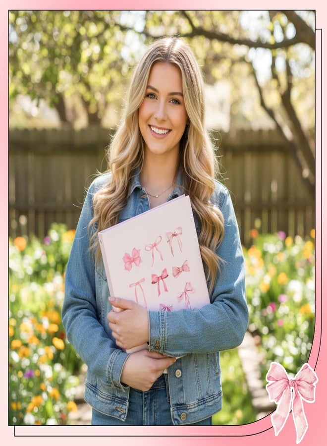 ReliThick 4 Pcs Letter Size Cute Bow 3 Ring Binder, 2 Inch Round Ring with Interior Pockets, Decorative Cute Binders, Clipboard Binder, Coquette School Supplies for School Office(Pink) - Image 5