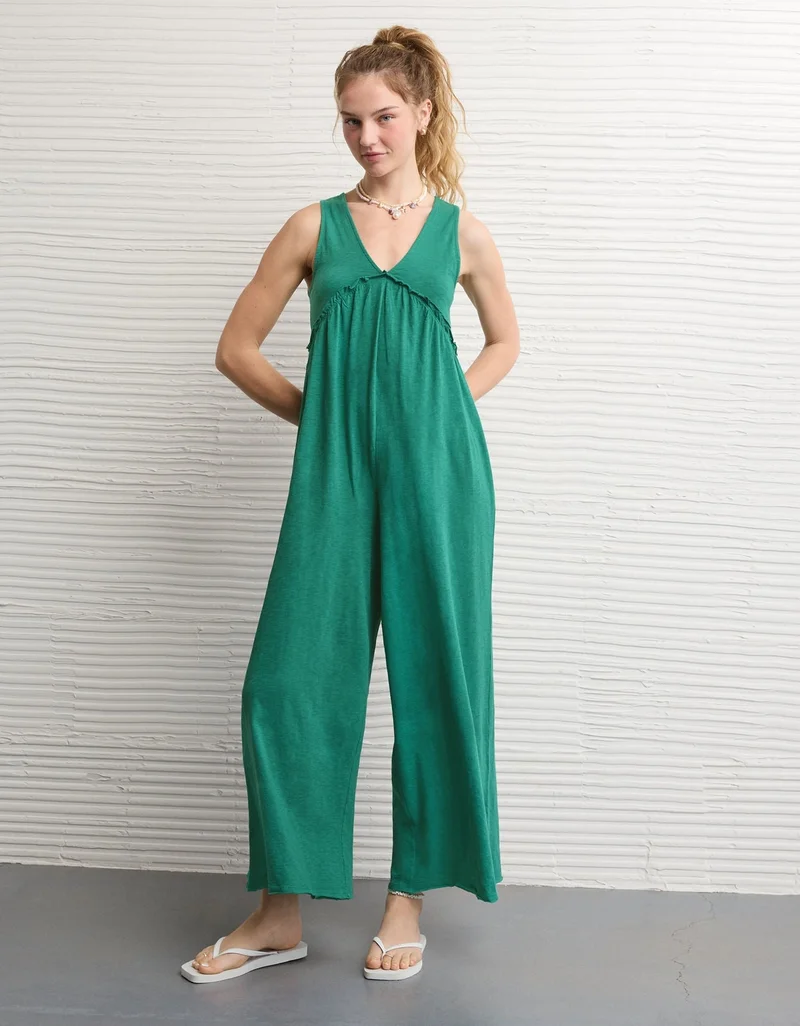 American Eagle AE Sunchaser Knit V-Neck Jumpsuit