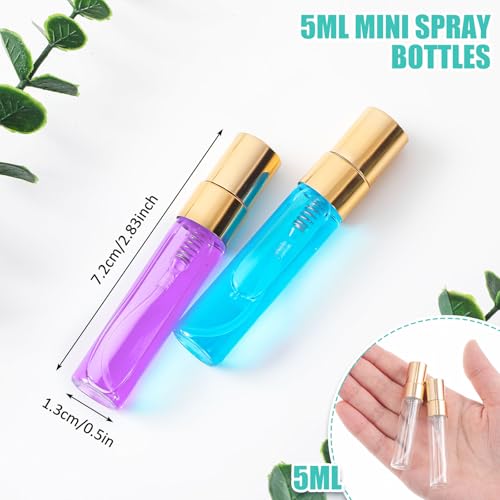 Zhehao 50 Pcs Mini Spray Bottles 5 ml Clear Glass Perfume Bottles Refillable Fine Mist Perfume Atomizer Portable Empty Sample Containers for Cleaning Essential Oils Travel Gold Cap - Image 3