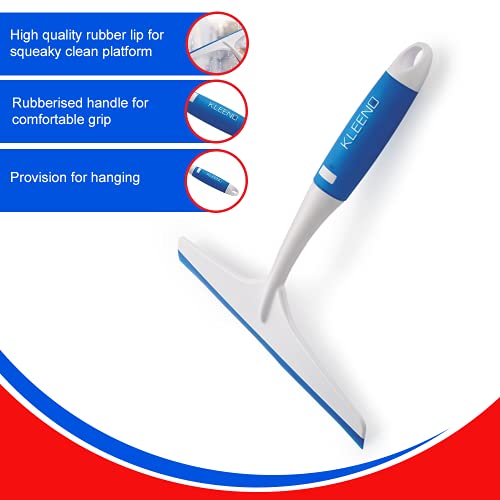 Kleeno Cello Kleeno Platfrom and Glass Plastic Wiper | Featuring Dual-Purpose Design, Rubberised Handle For Comfortable Grip, Hanging Provision | Ideal for Home, Kitchen & Office | Blue and White - Image 4
