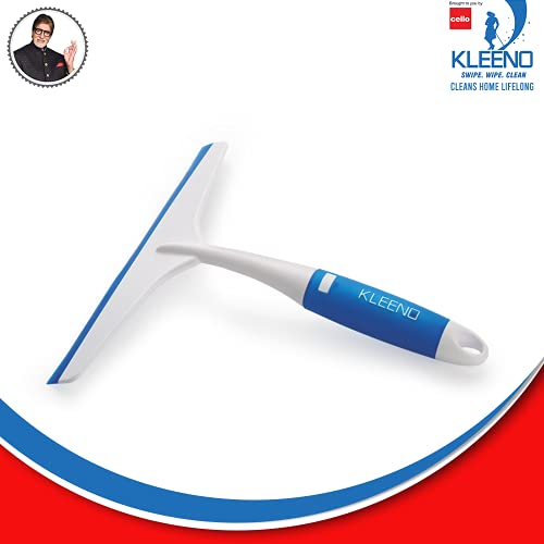 Kleeno Cello Kleeno Platfrom and Glass Plastic Wiper | Featuring Dual-Purpose Design, Rubberised Handle For Comfortable Grip, Hanging Provision | Ideal for Home, Kitchen & Office | Blue and White - Image 2