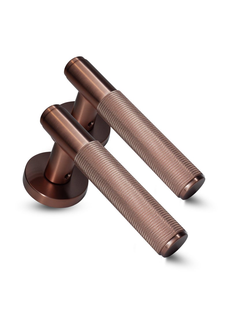 CINCINNO Vires Premium Anti-Rust Brass Door Handle Pair – Durable & Stylish for Home & Office, UV Protection, 2-Year Color & 5-Year Mechanical Warranty, Salt Spray Tested (Rose Gold) - Image 1