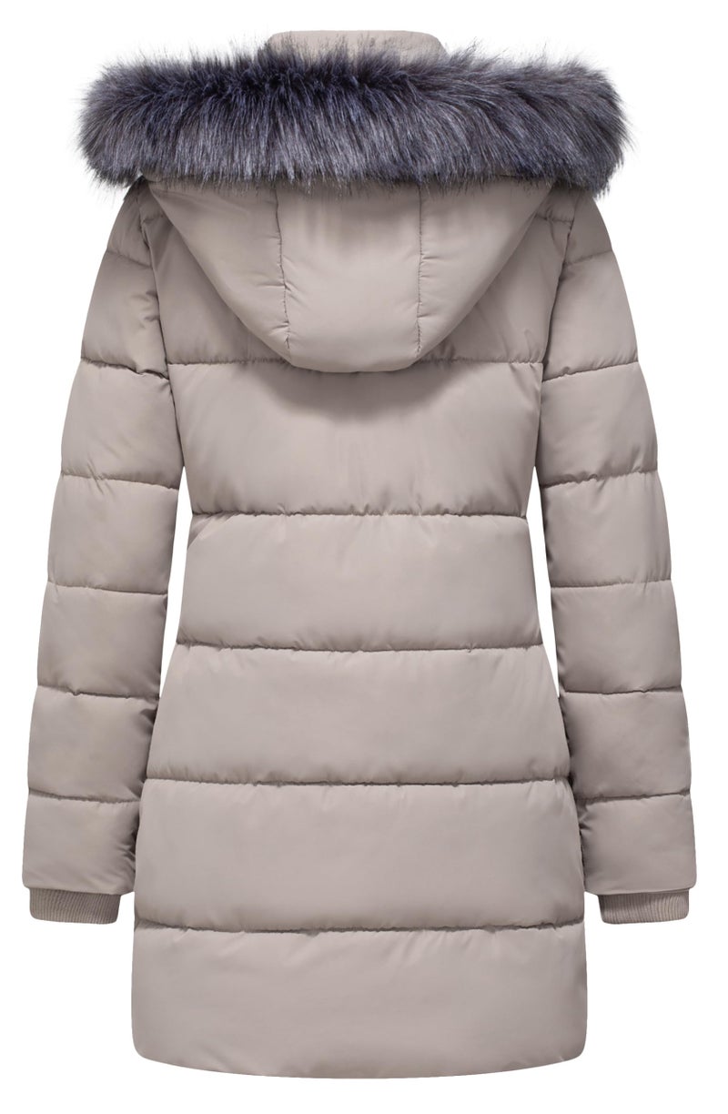 GGleaf Women's Winter Thicken Puffer Coat Warm Snow Jacket with Fur Removable Hood khaki X-Large - Image 2