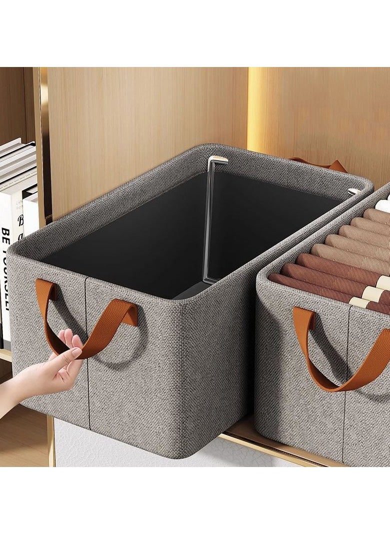 CityRiya-Long Large Wardrobe Clothes Organizers Sock Underwear Drawer Organizer Dividers Collapsible Cabinet Closet Storage Boxes Stackable Drawer Organizer Storage Bin Container for Clothes, Pants, Belt (3 Pack)  - Image 3