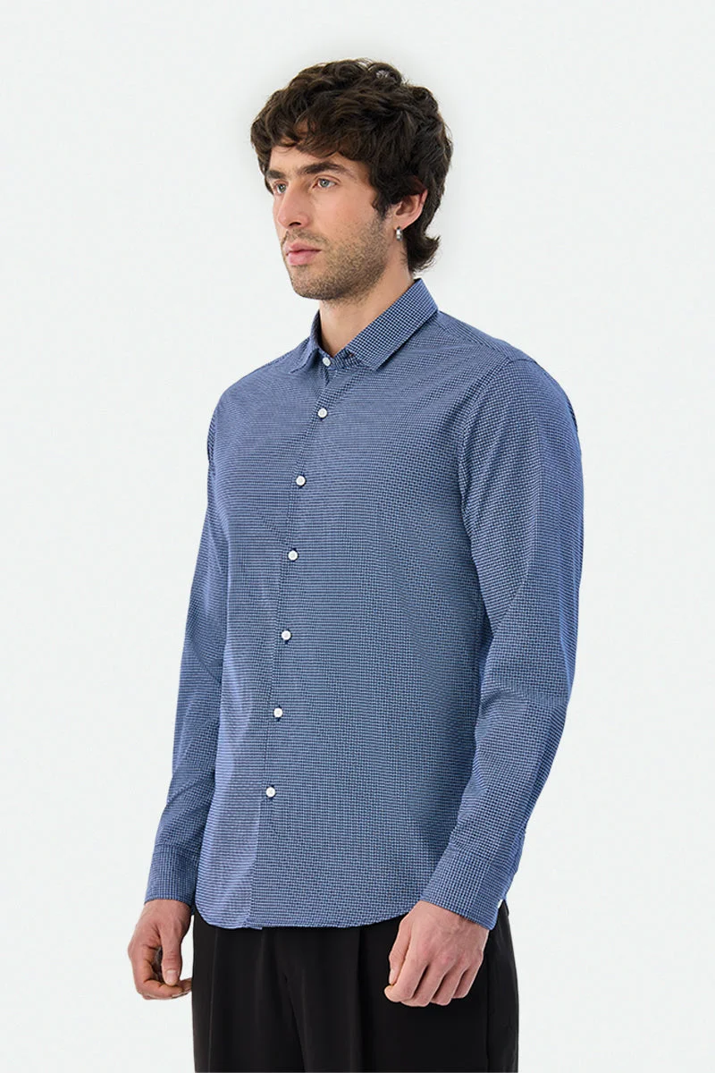 Snitch  Slim Fit 100% Cotton Micro Motif Shirt for Men | Best Price UAE