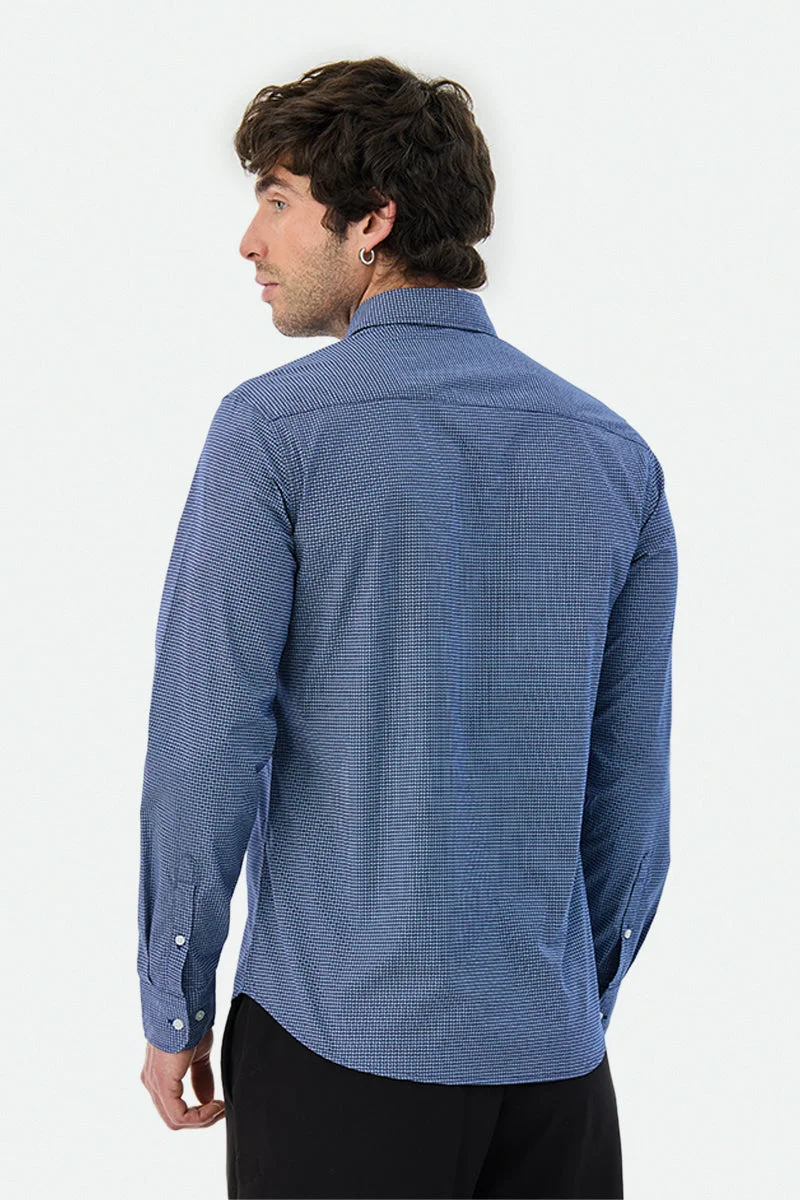 Snitch  Slim Fit 100% Cotton Micro Motif Shirt for Men | Best Price UAE
