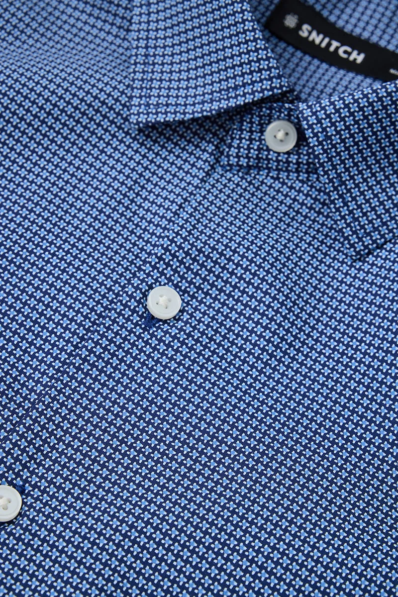Snitch  Slim Fit 100% Cotton Micro Motif Shirt for Men | Best Price UAE