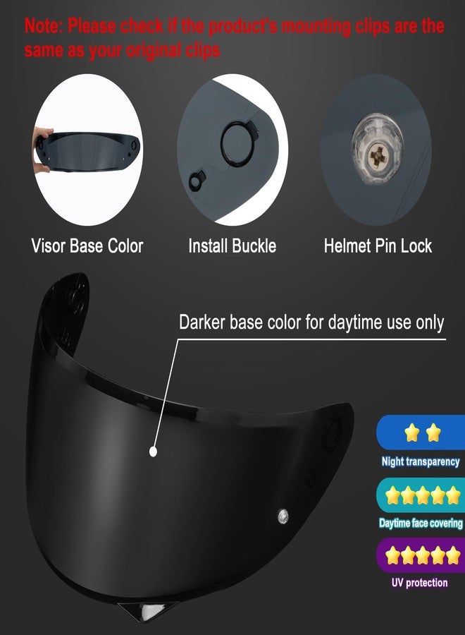 PSLER HJ-34P Visor - HJ-34P Visor Tinted C10 Helmet Visor Pinlock-Ready Face Shield for HJ-34P C10,Deep Black - Image 3