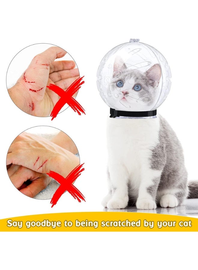 كمامة للقطط، خوذة، غطاء فم للقطط، كمامة للعناية بالحيوانات الأليفة، قلنسوة قابلة للتعديل، قناع وجه شفاف قابل للتهوية، قناع للعناية بالقطط والكلاب، أدوات أزياء للحيوانات الأليفة (L). - Image 3