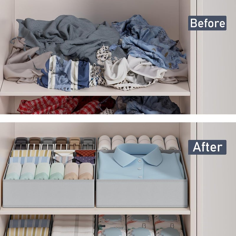 UREVO 12 Pack Underwear Drawer Organizer - Foldable Fabric Closet Storage for Baby Clothing, Dresser, Socks, Bras, Towels, Grey - Image 5