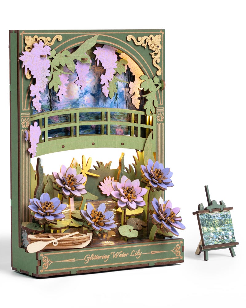 rowood Water Lily 3D Puzzle Building Set with LEDDIY Monet Wall Art Craft Kits for AdultsHome Decor Botanical Collection Gift on Christmas - Image 3